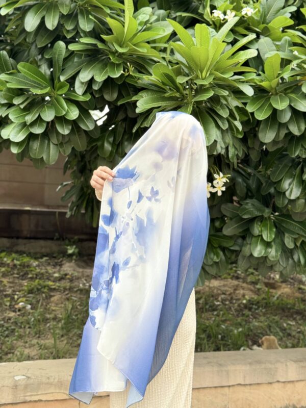 Ink Ombre Printed Scarf – Indigo Dark Blue