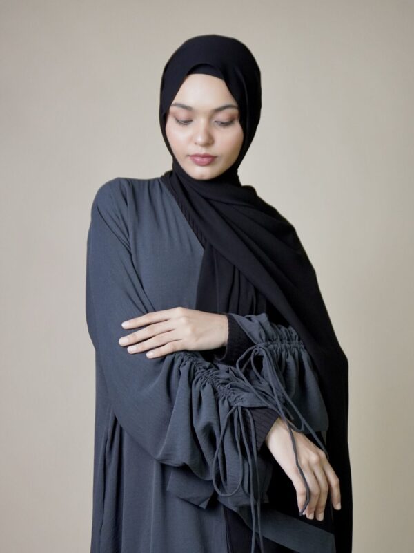 Graphite Ruched Sleeve Abaya