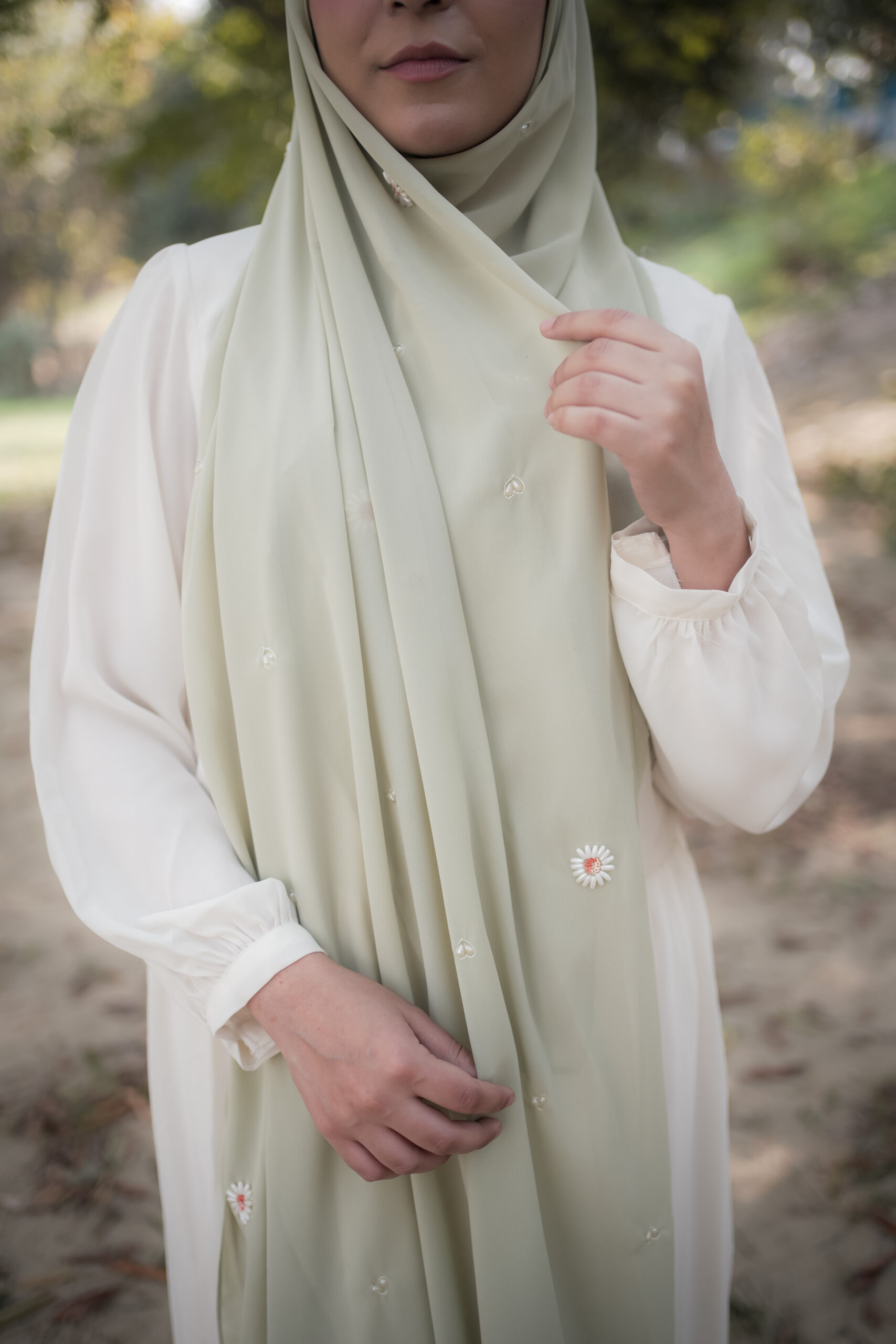 Vintage Bloom Scarf – Sage Mist - Image 3