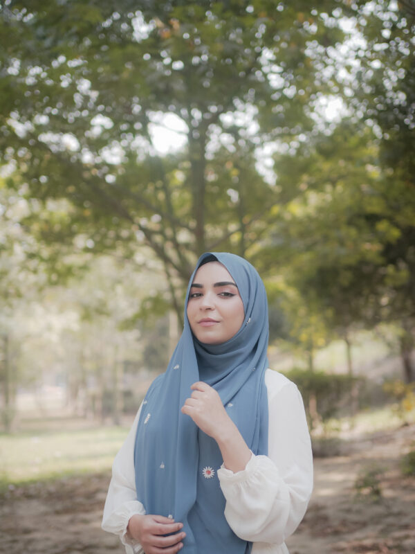 Vintage Bloom Scarf – Powder Blue
