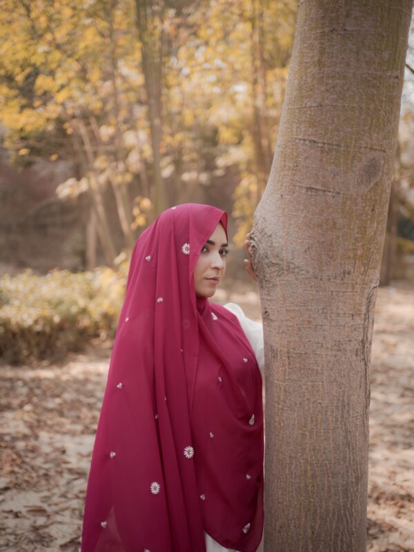 Vintage Bloom Scarf – Fuchsia Pink