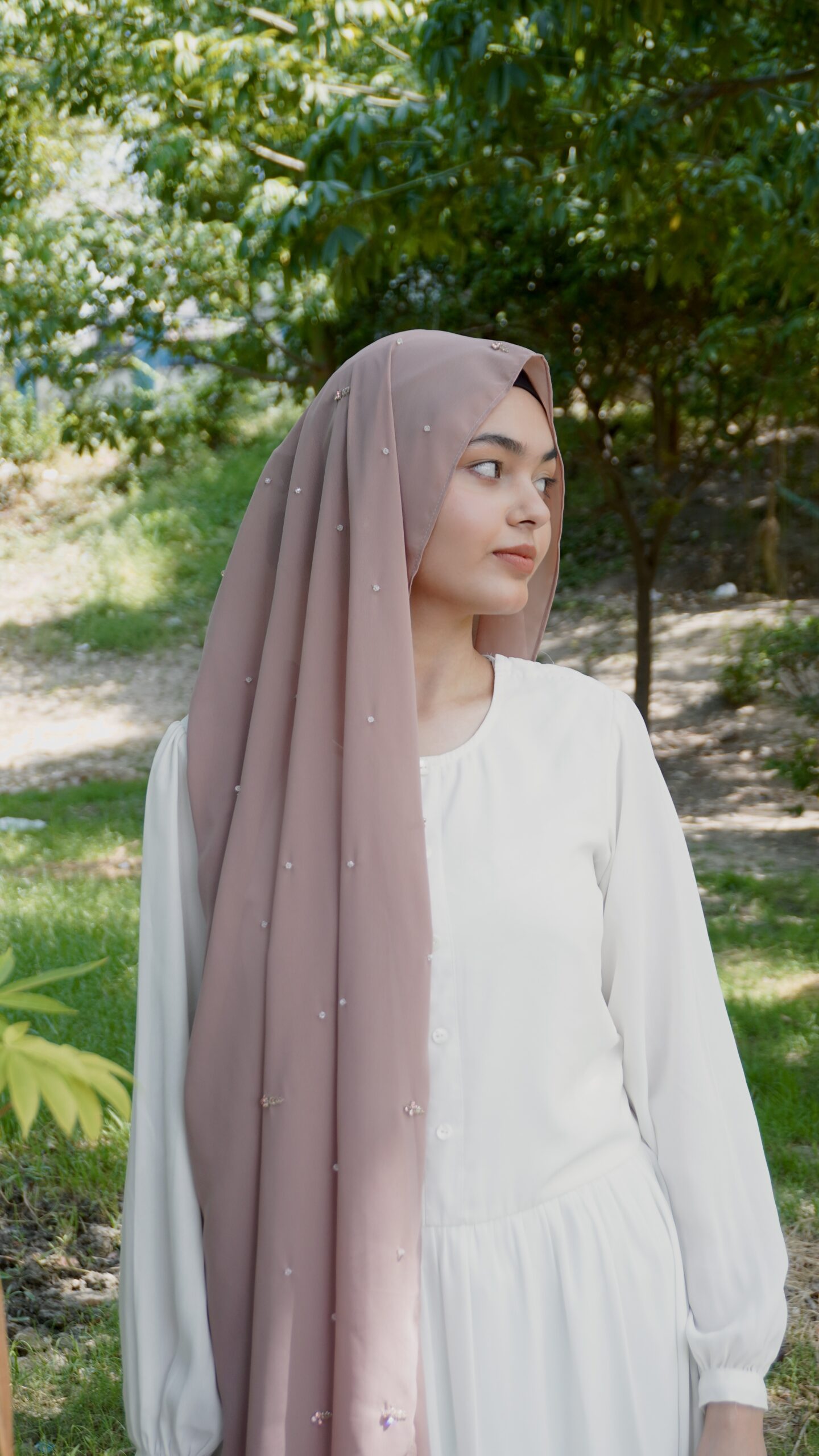 Naqsh Crystal Scarf – Blush Nude