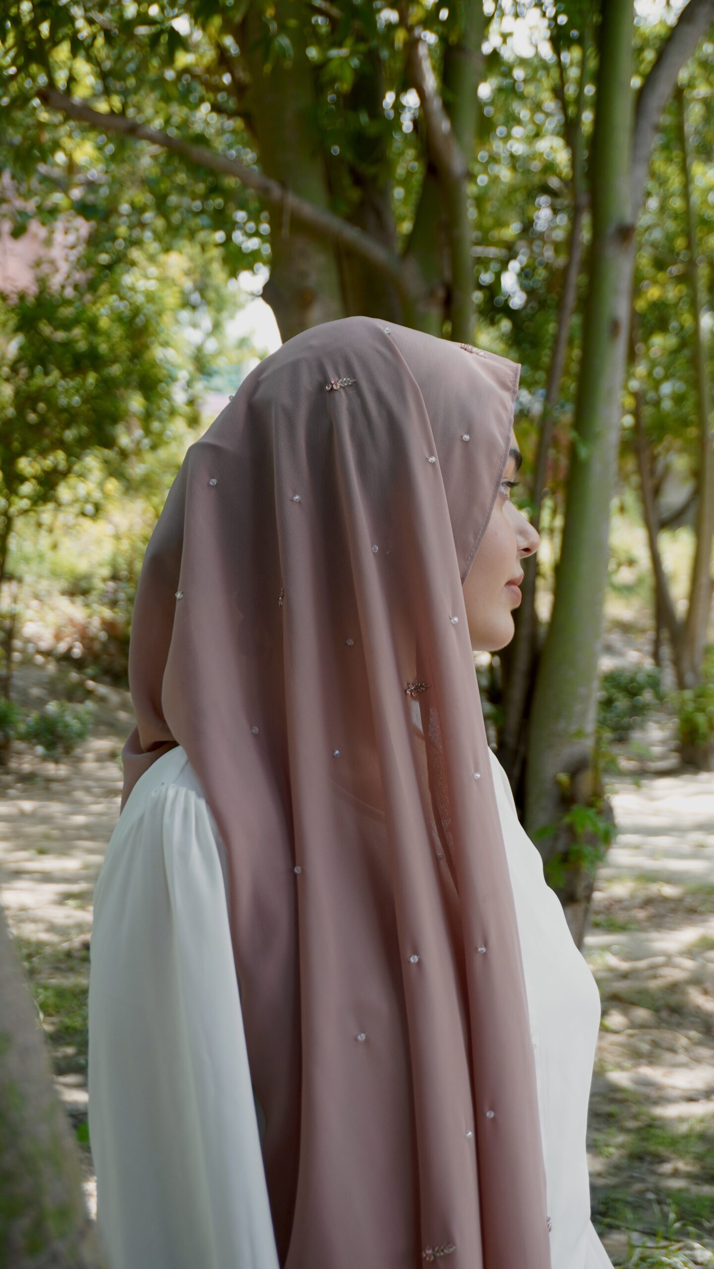 Naqsh Crystal Scarf – Blush Nude - Image 4