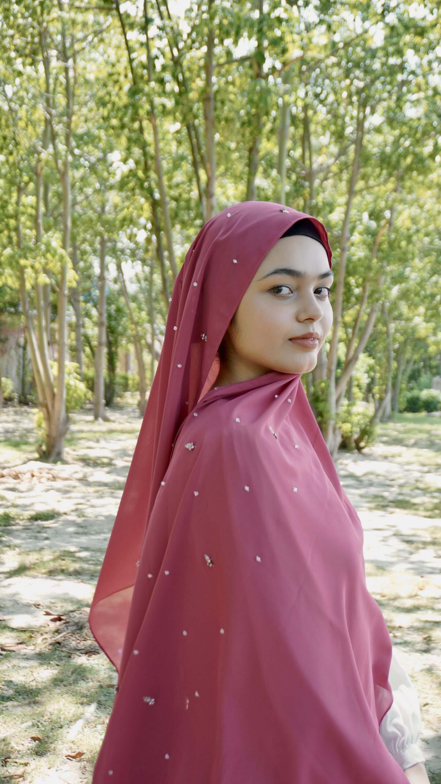 Naqsh Crystal Scarf – Rose Pink