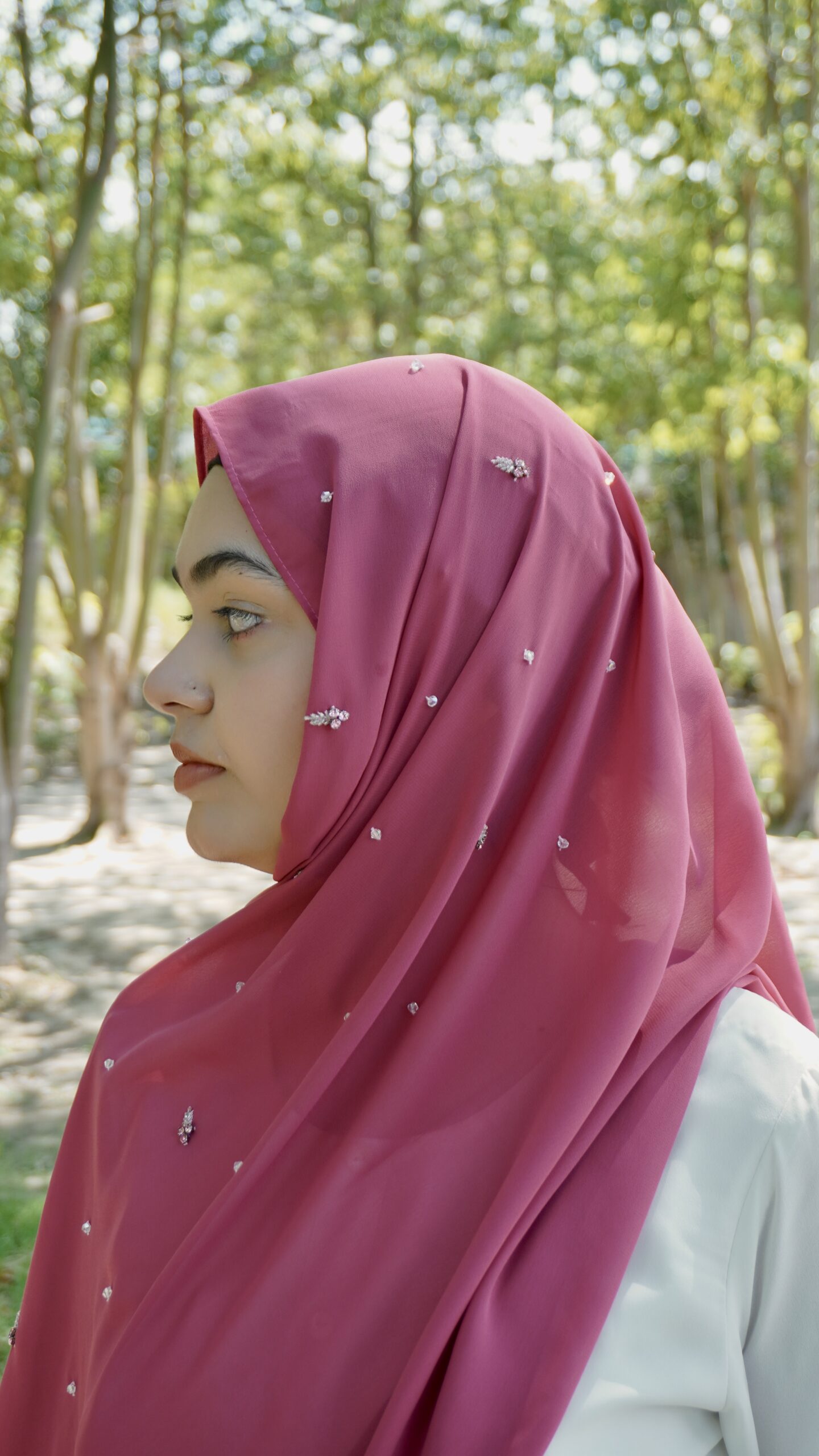 Naqsh Crystal Scarf – Rose Pink - Image 3