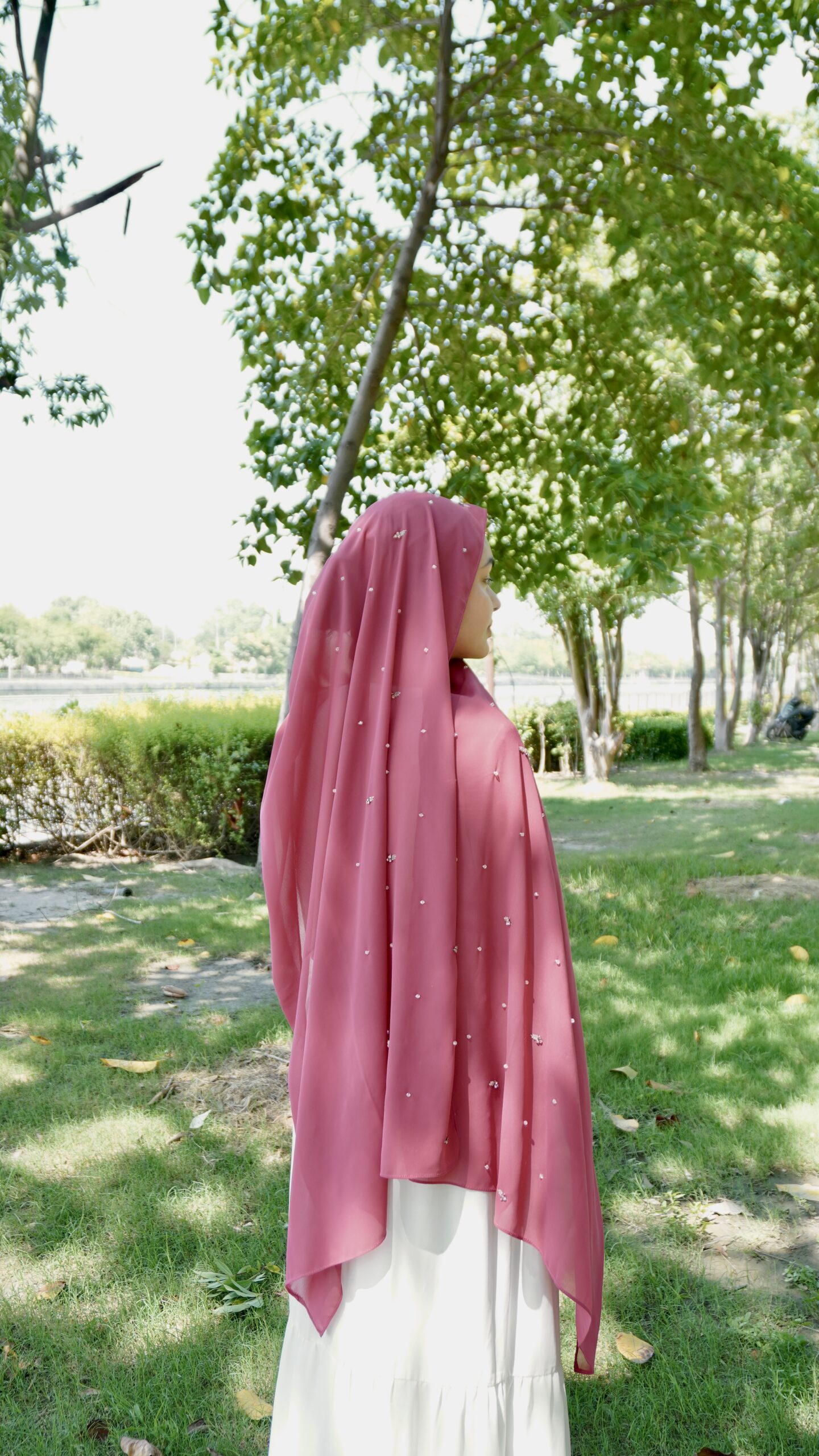 Naqsh Crystal Scarf – Rose Pink - Image 6