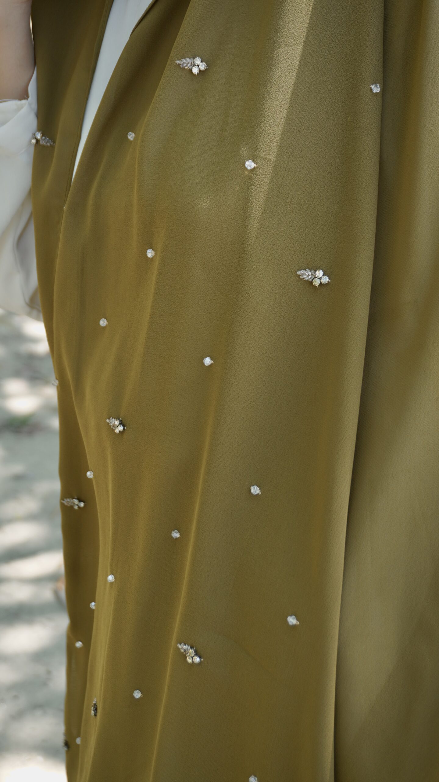 Naqsh Crystal Scarf – Olive Moss - Image 5