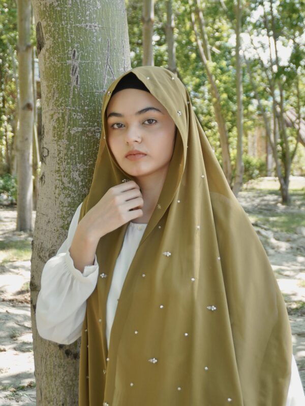 Naqsh Crystal Scarf – Olive Moss
