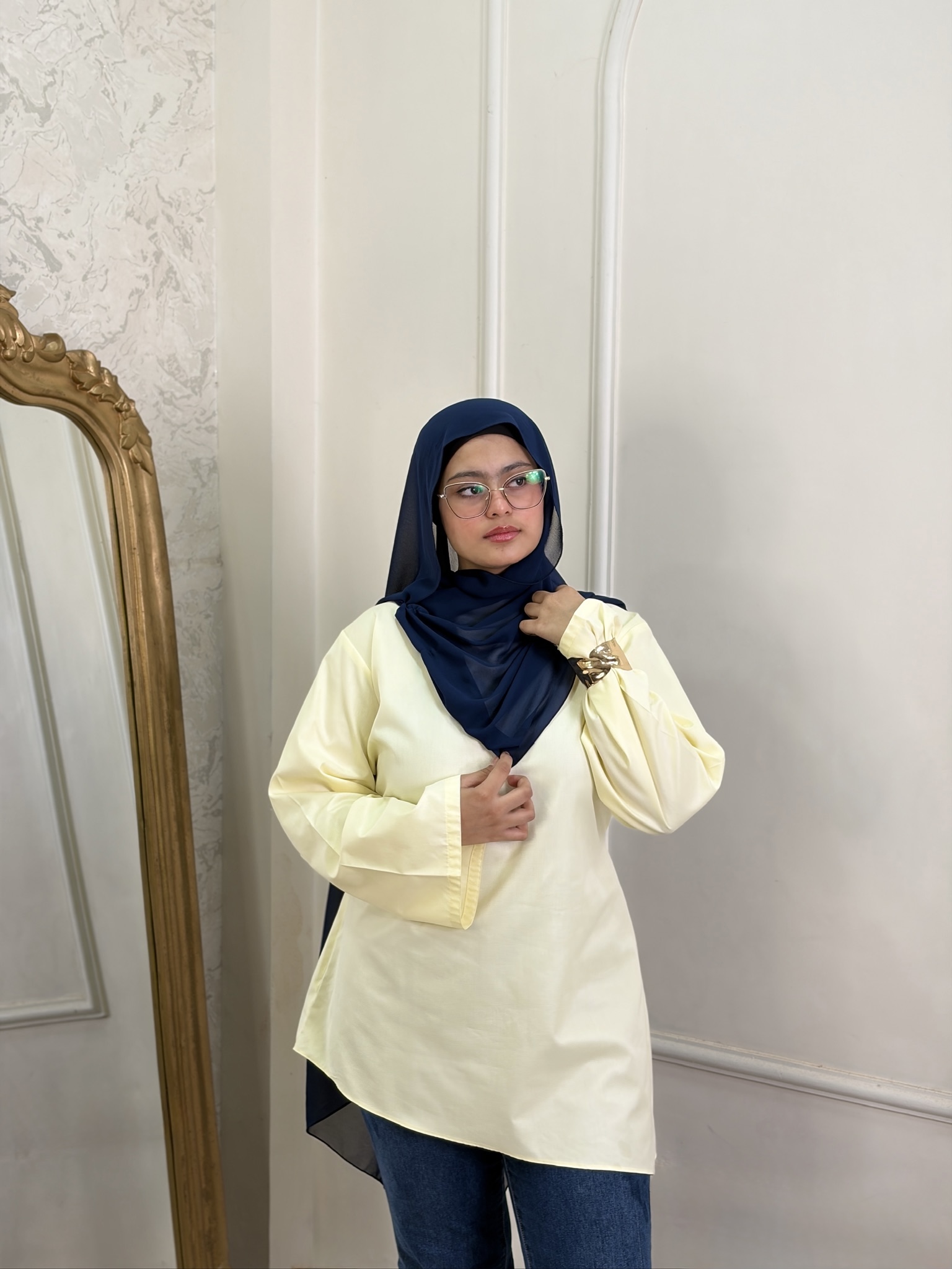 Butter yellow Tinker Asymmetric Top for women