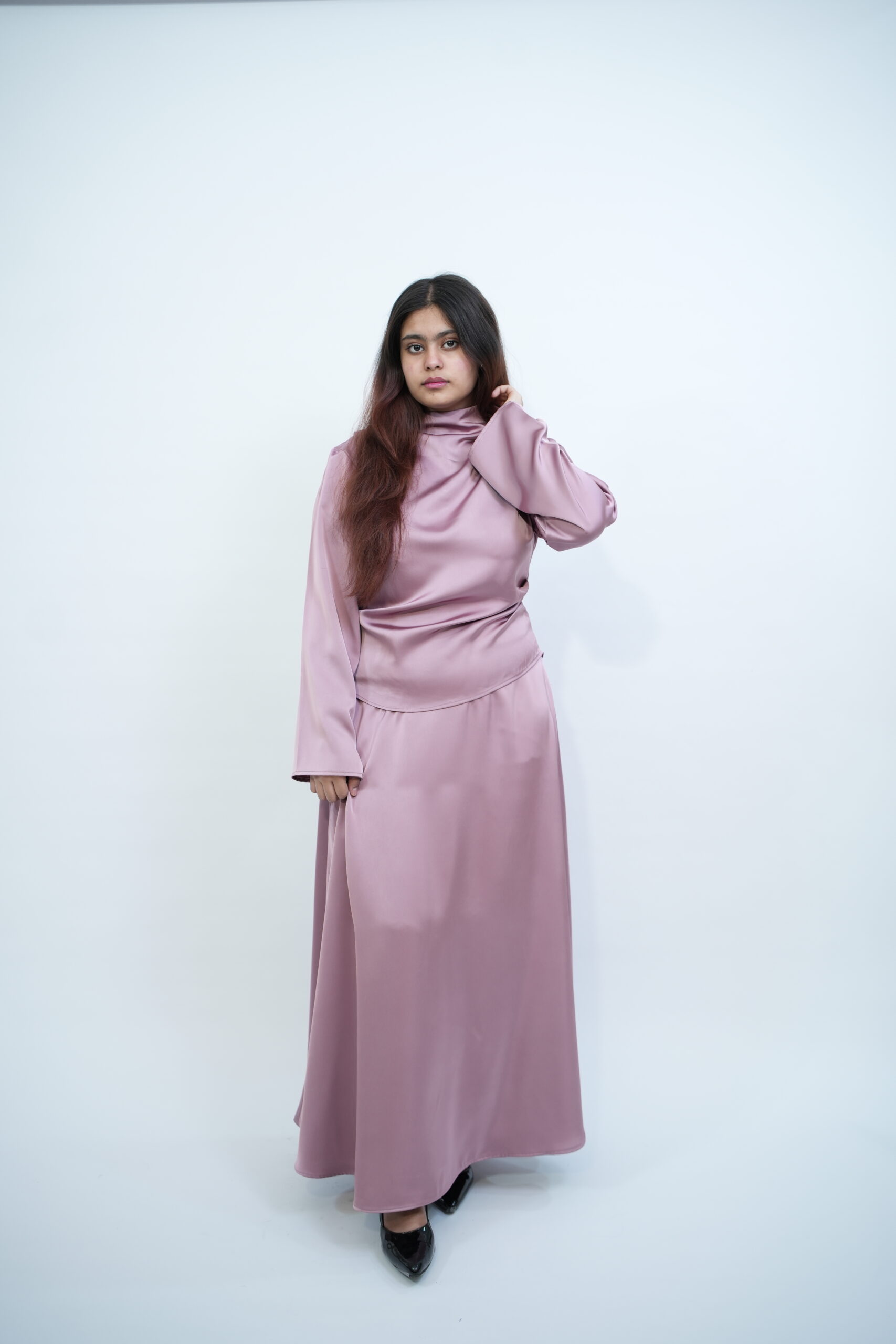 Satin Skirt Set – Dusty Rose