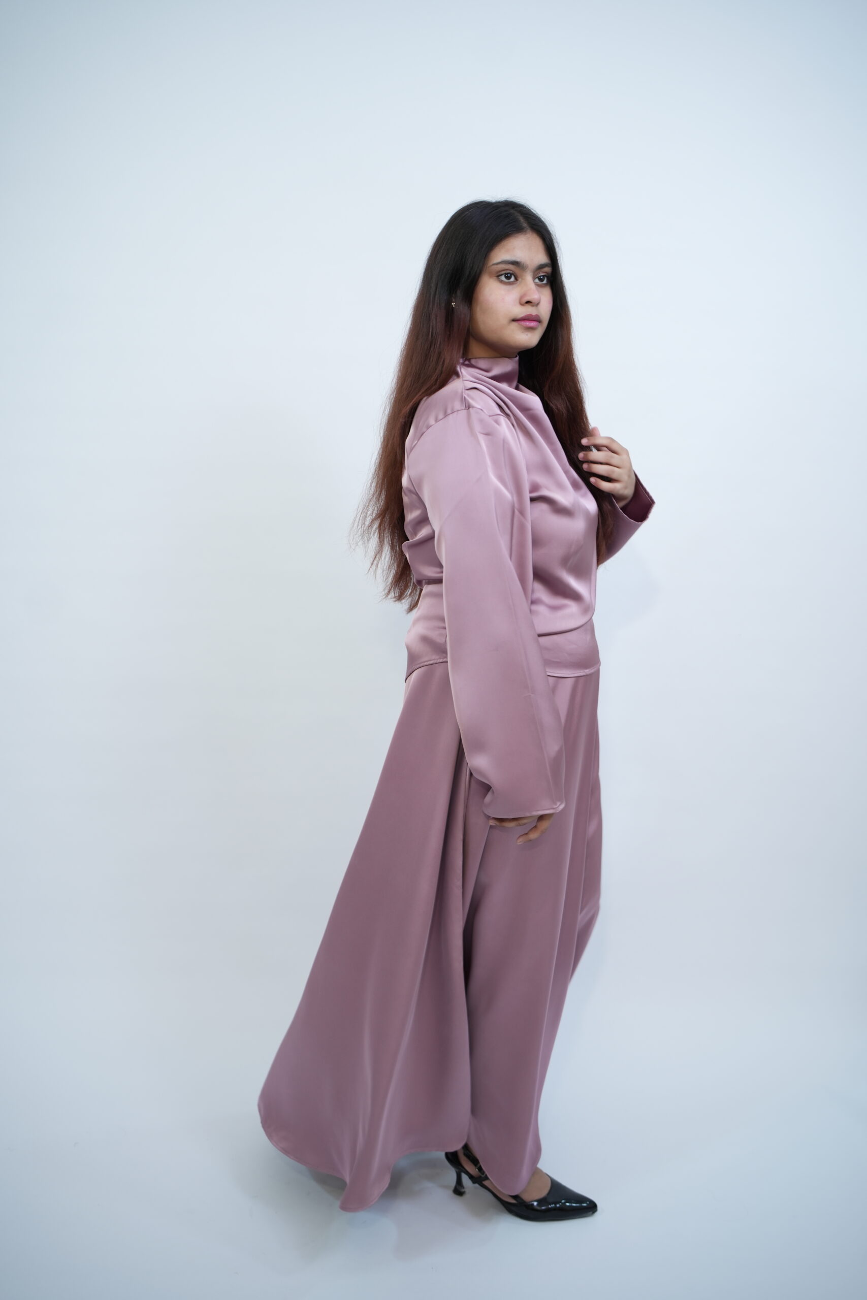 Satin Skirt Set – Dusty Rose - Image 2