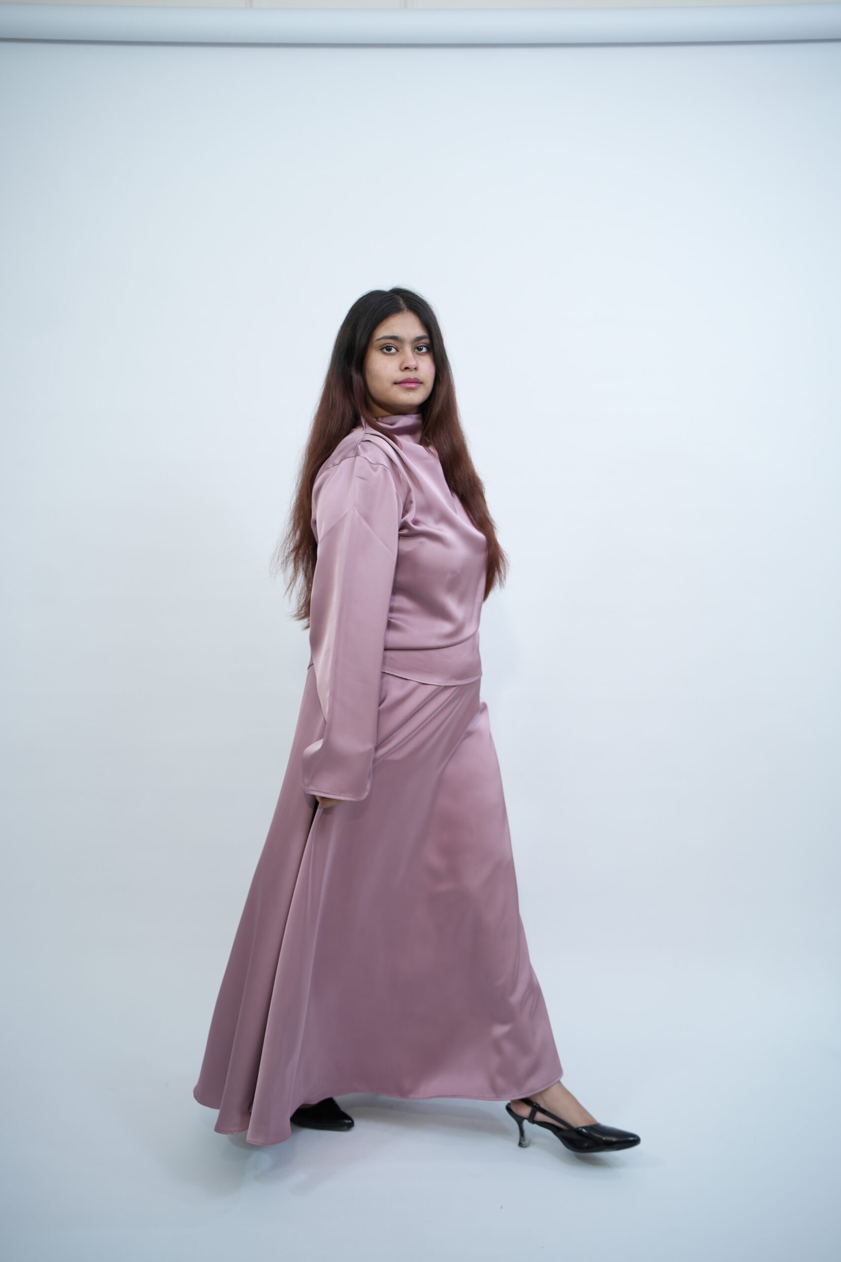 Satin Skirt Set – Dusty Rose - Image 4