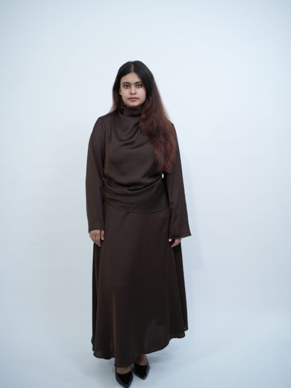 Espresso brown satin skirt for women by Sajaf