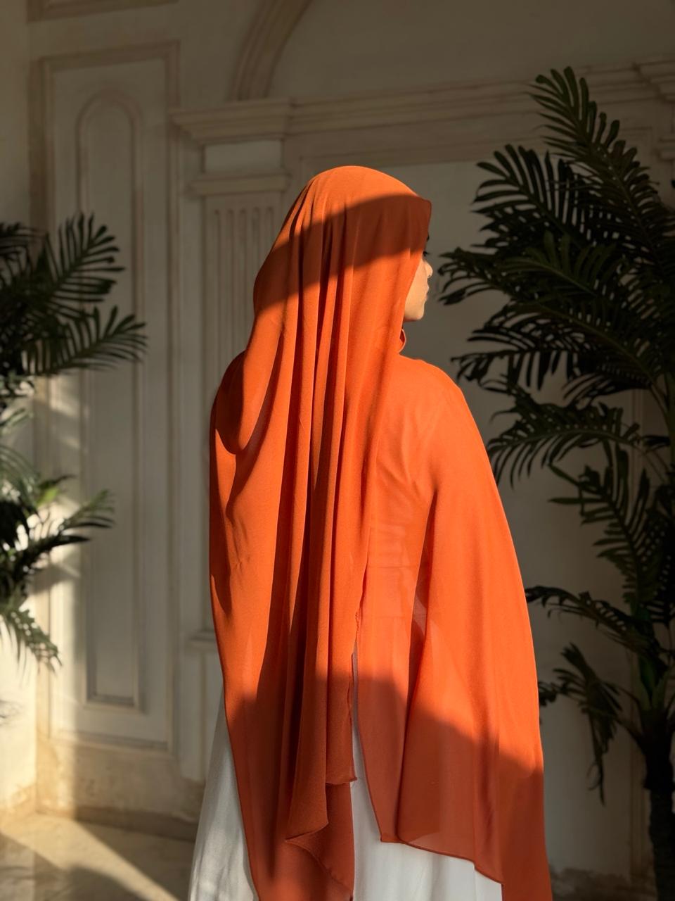 Premium Chiffon Scarf – Terracotta
