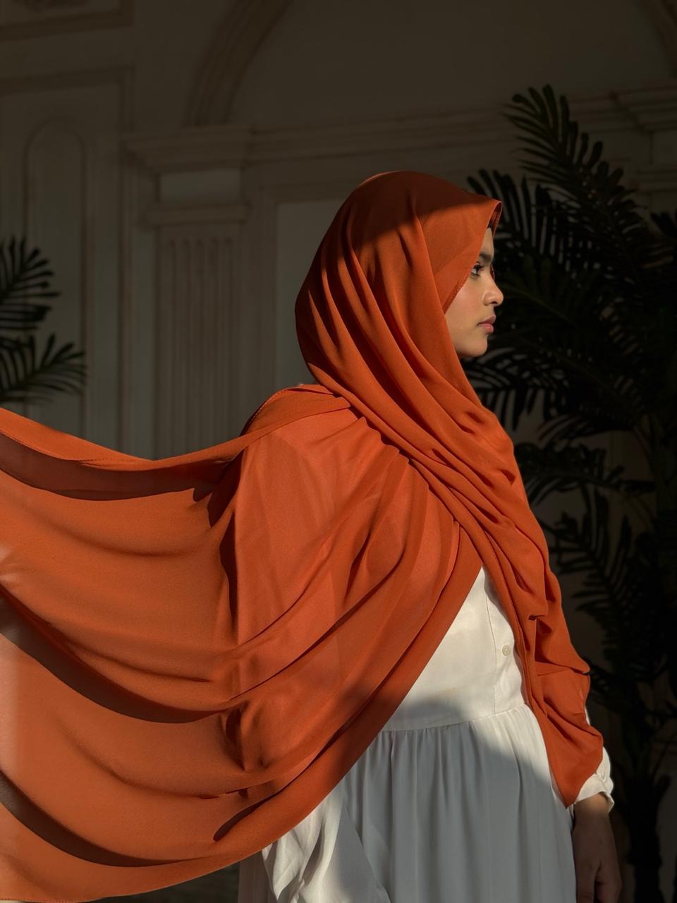 Premium Chiffon Scarf – Terracotta - Image 3