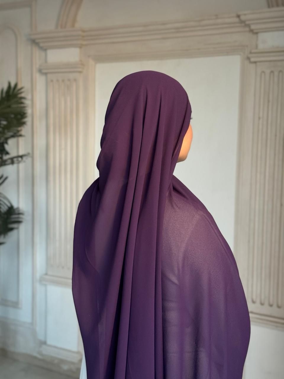Premium Chiffon Scarf – Royal Purple - Image 3