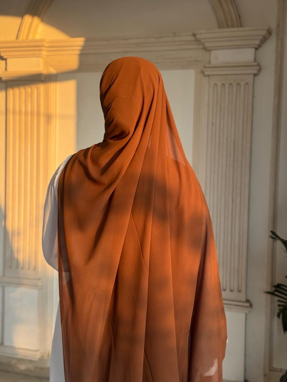 Premium Chiffon Scarf – Cocoa Brown - Image 3