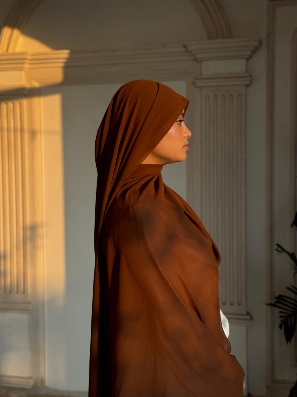 Premium Chiffon Scarf – Cocoa Brown - Image 2