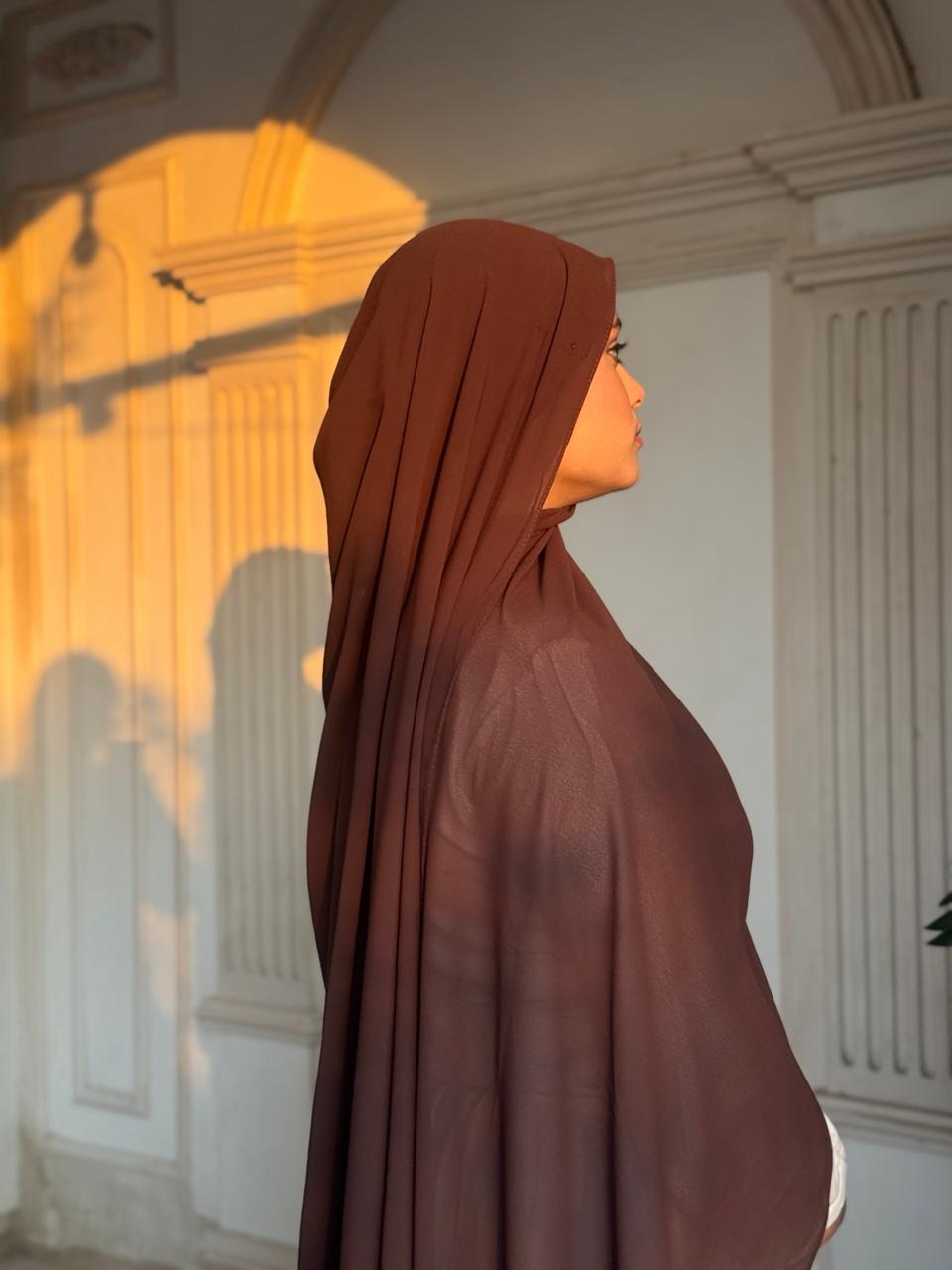 Premium Chiffon Scarf – Mocha Brown - Image 2