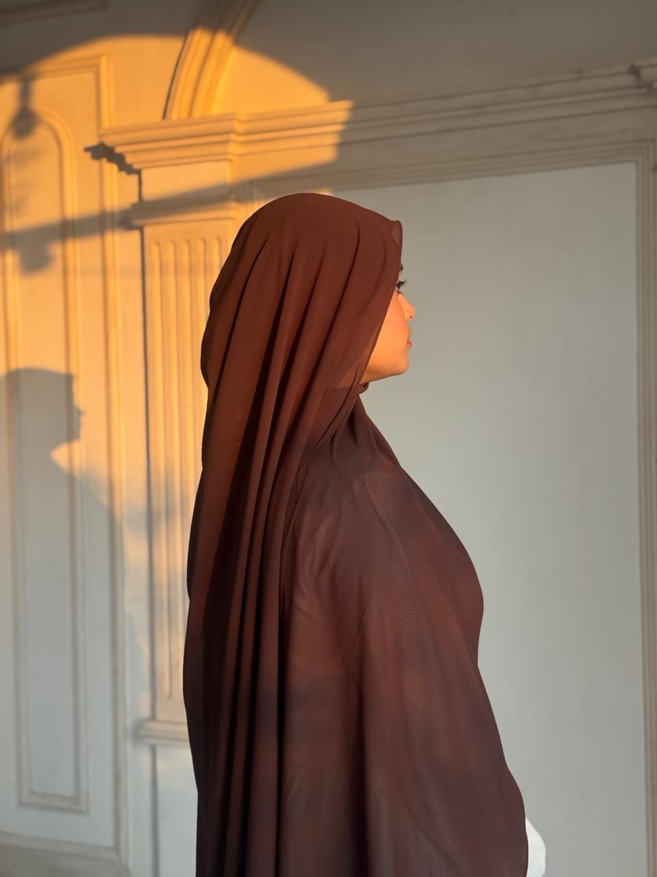 Premium Chiffon Scarf – Mocha Brown - Image 3