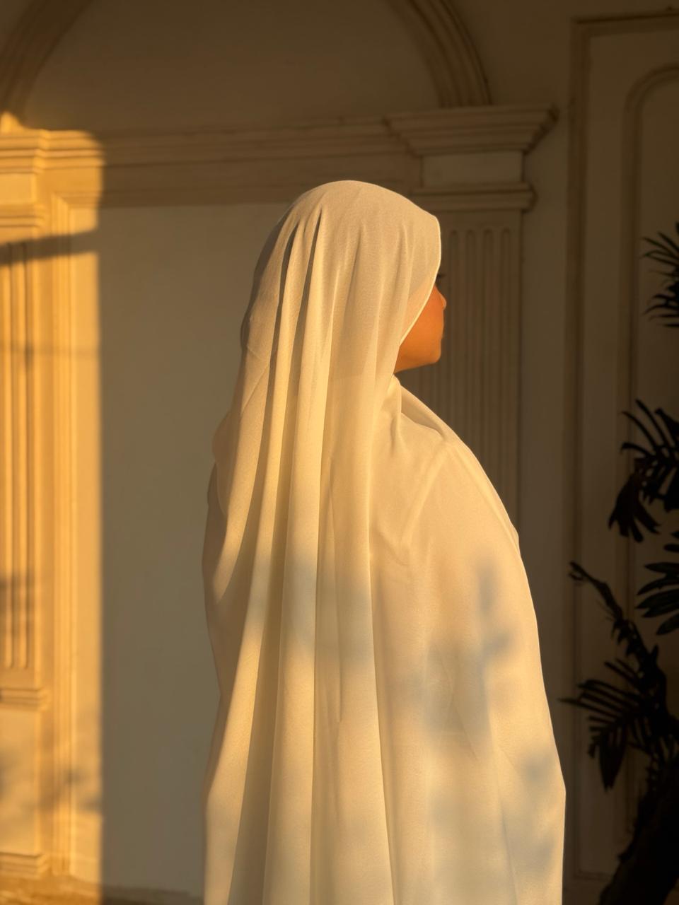 Premium Chiffon Scarf – Ivory White - Image 2