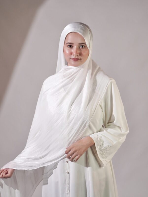 white shimmer scarf styling