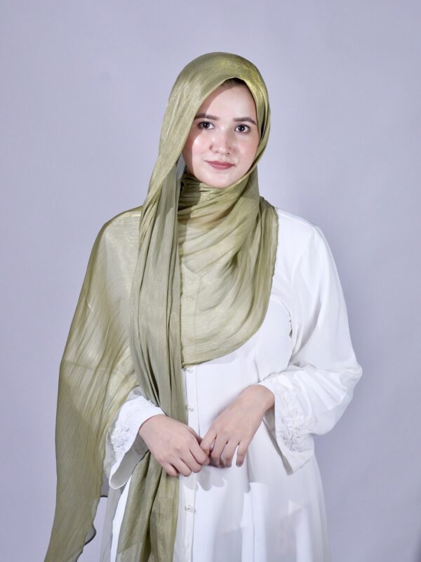 olive green shimmer scarf by Sajaf