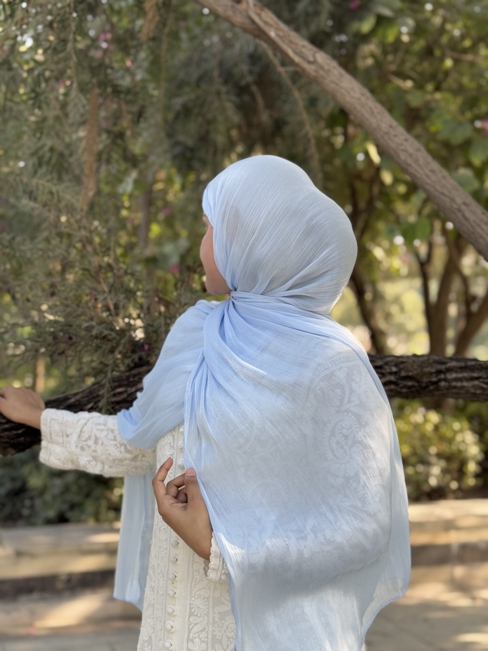 Shimmer Scarf – Sky Blue - Image 2