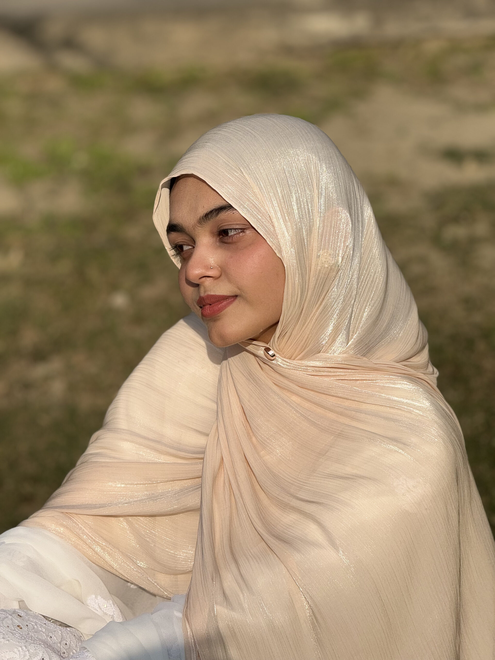 Shimmer Scarf – Champagne Beige
