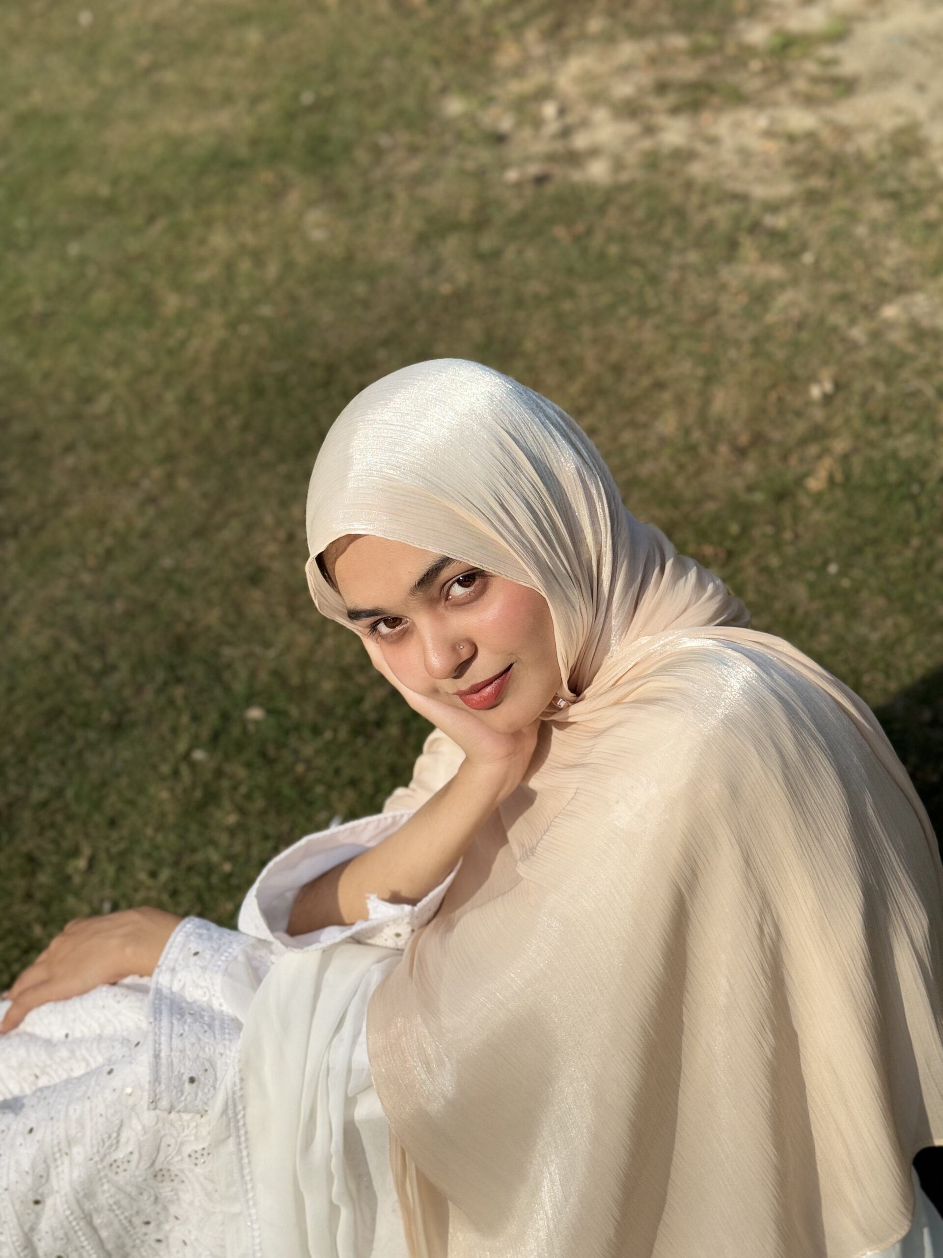 Shimmer Scarf – Champagne Beige - Image 2
