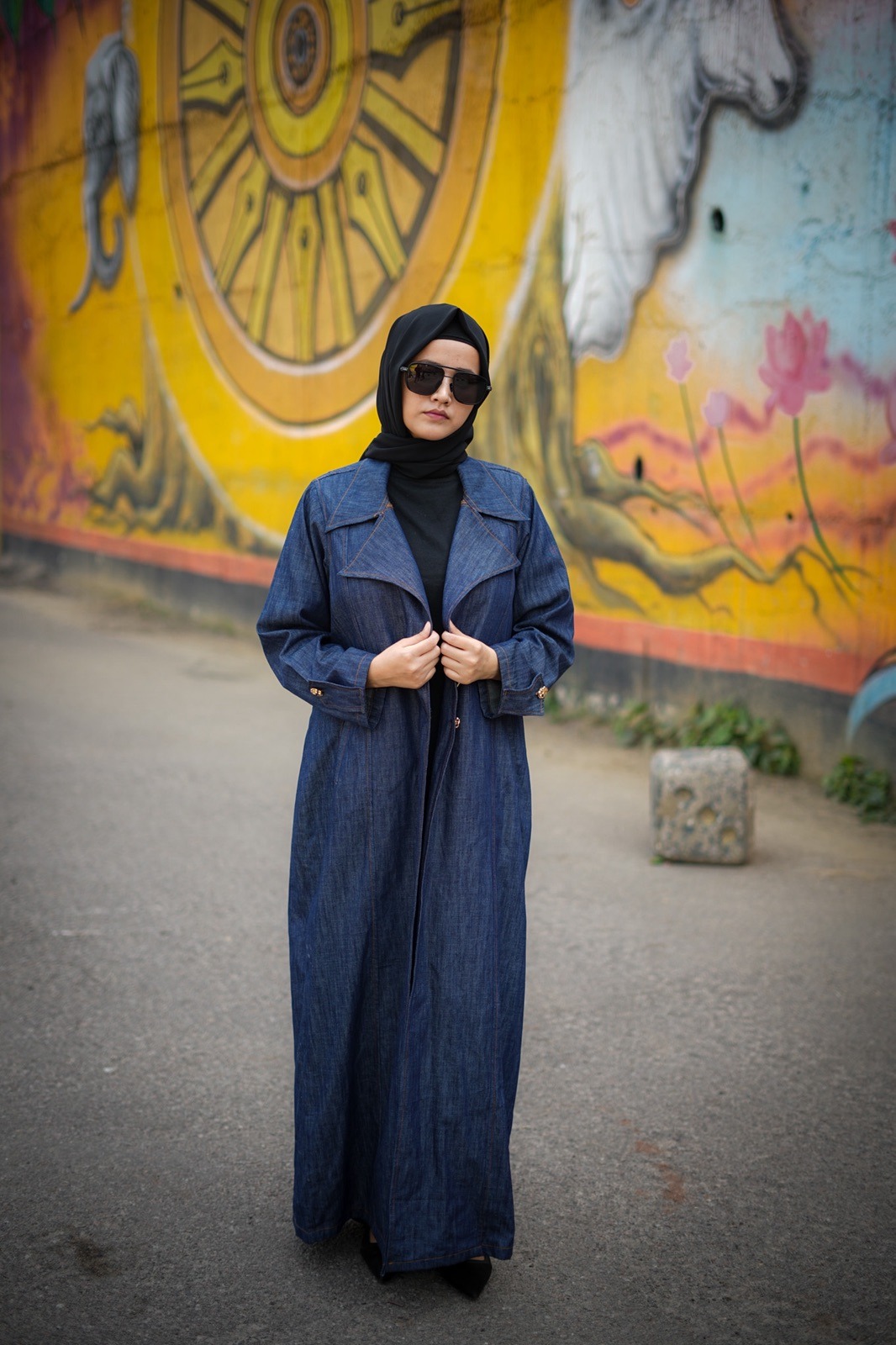 Denim Trench Abaya - Image 2