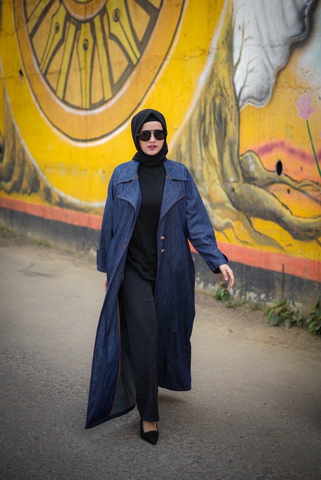 Denim Trench Abaya