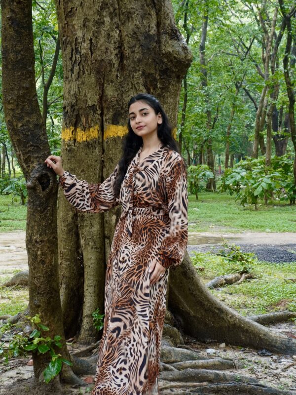 Animal print skirt in organic viscose crepe