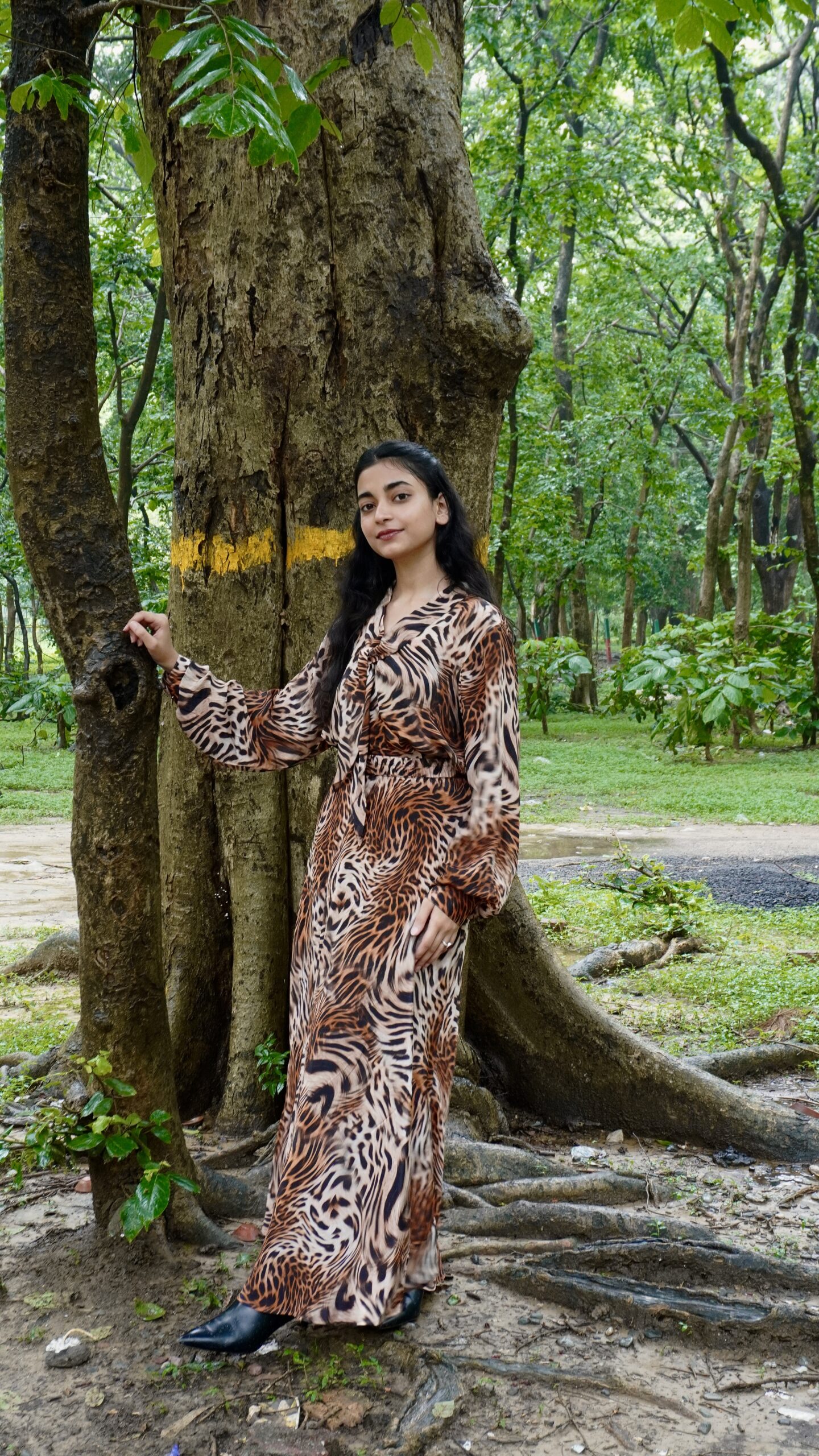 Animal print skirt in organic viscose crepe